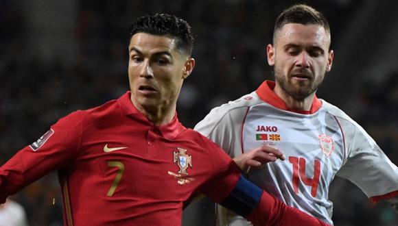 Portugal venció 2-0 a Macedonia, con un pase gol de Cristiano y clasificó al Mundial de Qatar 2022. FOTO: AFP