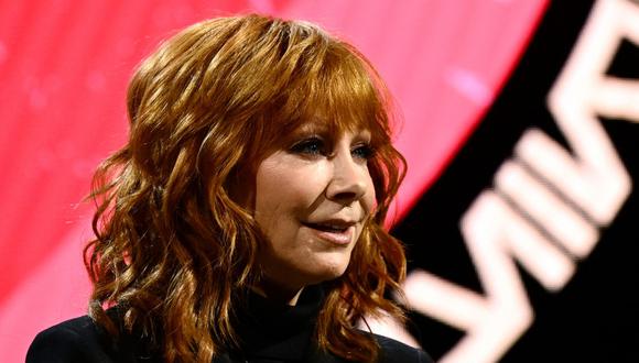 US singer and actress Reba McEntire speaks during press conference ahead of Super Bowl LVIII in Las Vegas, Nevada, on February 8, 2024. (Photo by Patrick T. Fallon / AFP)