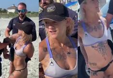El video viral de una acróbata detenida en una playa por infringir una “ley antitanga”