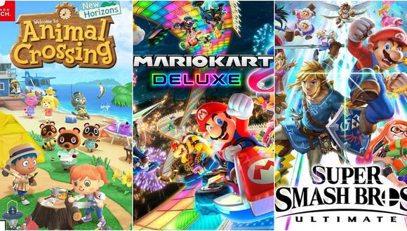 Animal Crossing, Mario Kart 8 Deluxe y Super Smash Bros. Ultimate son los tres videojuegos más vendidos de la Nintendo Switch. (Imagen: Nintendo)