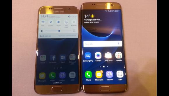 As&iacute; lucen los nuevos Galaxy S7 y Galaxy S7 Edge de Samsung. Ambos equipos se presentaron un d&iacute;a antes del inicio del MWC 2016. (Foto: Diego Su&aacute;rez)