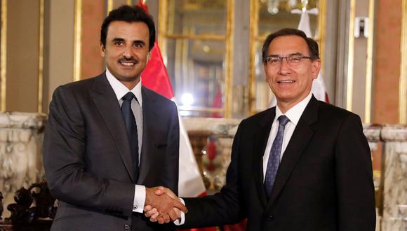 El emir de Qatar Tamim Bin Hamad al Zani fue recibido el martes por el presidente del Perú Martín Vizcarra. (Reuters).