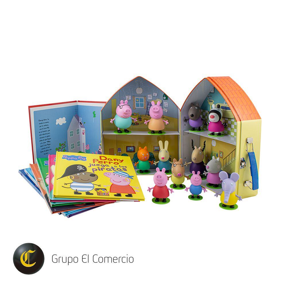 Una colección de 13 entregas que con a 12 personajes de la serie infantil Peppa Pig, 12 libros en tapa dura y una caja coleccionadora en forma de casa.