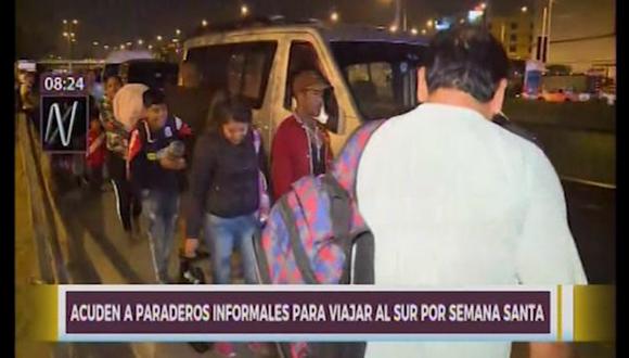 Uno de los paraderos informales está ubicado a la altura del puente Atocongo, en el distrito de Surco. (Captura: Canal N)