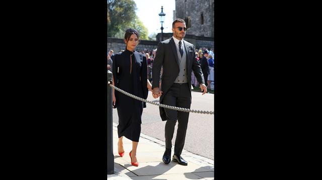 David y Victoria Beckham en la boda del príncipe Harry y Meghan Markle, los duques de Sussex. (Foto: AFP)