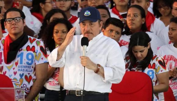 El presidente de Nicaragua, Daniel Ortega, durante la conmemoración del 40 aniversario de la Revolución Sandinista en la plaza "La Fe" de Managua . (Foto: Archivo/ INTI OCON / AFP).