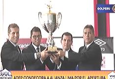 Alianza Lima recibe trofeo por ser campeón del Torneo Apertura