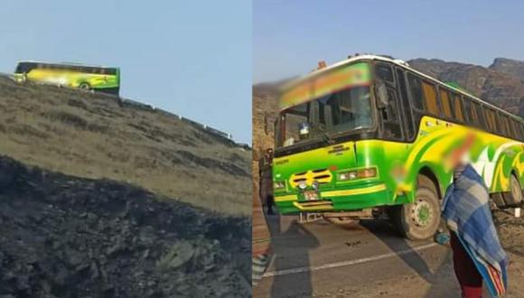 Puno: bus con pasajeros acabó en el borde de un abismo tras asalto donde murió el conductor (Foto: PNP)