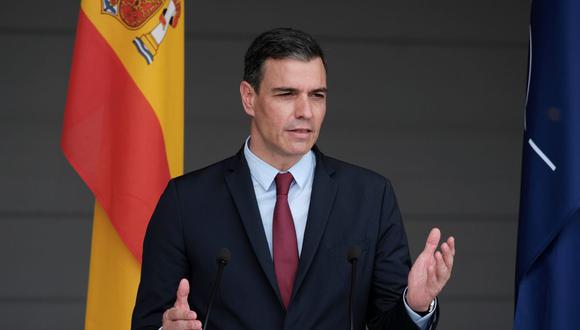 El primer ministro español, Pedro Sánchez, es visto en una conferencia de prensa en Sauliai, Lituania , 8 de julio de 2021. (EFE/EPA/VALDA KALNINA).