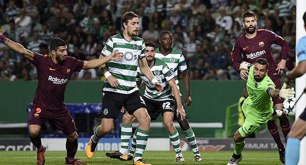 Apenas comenzaba el segundo tiempo ante el Sporting Lisboa cuando Luis Suárez aprovechó un centro de Messi para abrir el marcador para el Barcelona. (Foto: Getty Images)