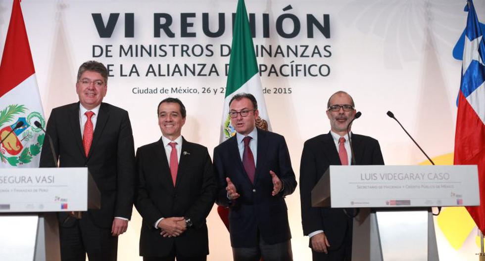 Ministros de Finanzas de Colombia, Perú, México y Chile. (Foto: EFE)