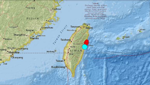 Un terremoto de magnitud 7,3 sacudió la costa de Taiwán, provocando una alerta de tsunami en Okinawa, al sur de Japón, el 3 de abril de 2024. (Captura de USGS)