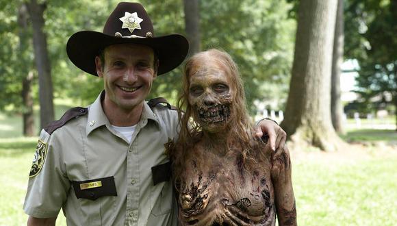 Andrew Lincoln, protagonista de "The Walking Dead", durante la filmación del primer episodio. Foto: AMC.