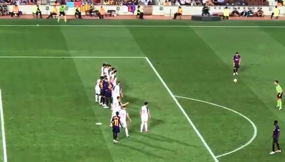 Barcelona vs. Alavés: Messi y el magistral tiro libre que se estrelló en el travesaño. (Foto: Captura de video)
