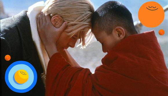 Brad Pitt (izquierda) protagoniza la película "Siete años en el Tibet" (1997).