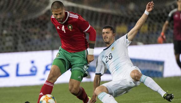 El seleccionado argentino venció 1-0 como visitante a Marruecos, en un deslucido partido amistoso que no contó con la presencia del astro Lionel Messi. (Foto: AFP)