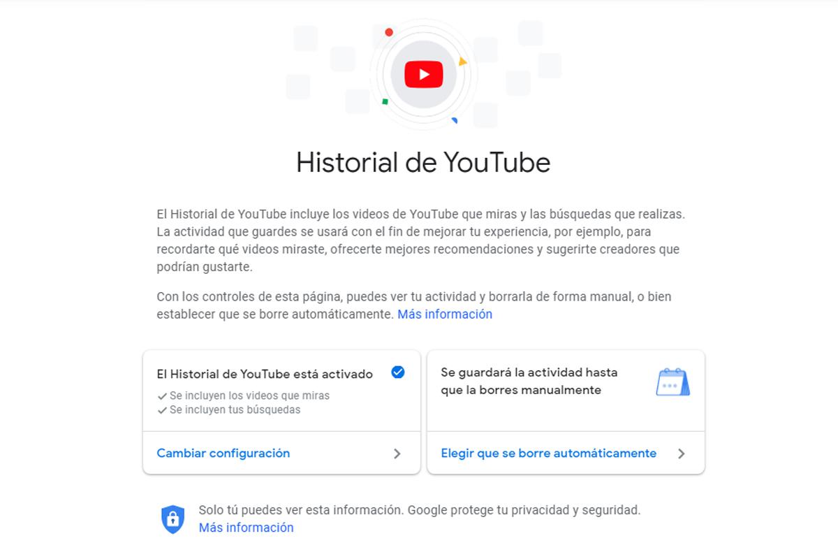 Tiene varias opciones para elegir cuánto tiempo deseas que se borre tu historial de YouTube. (Foto: Captura)