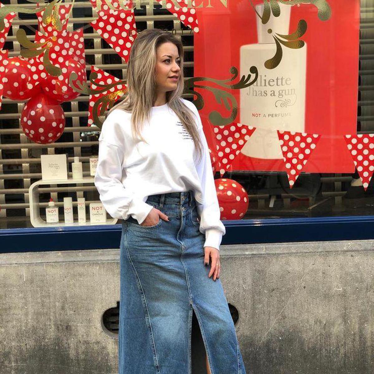 10 ideas para combinar la falda de jean larga en invierno, Falda jean  larga en invierno, VIU