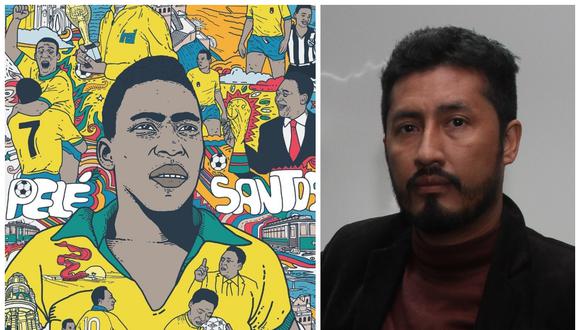 El retrato "Pelé eterno I" de Iván Ciro Palomino (derecha) no solo muestra a la leyenda del fútbol en sus mejores momentos, sino también su relación con Santos, la ciudad donde se empezó a convertir en leyenda. (Imagen: Iván Ciro Palomino / Foto: Carlos Michilot/GEC)