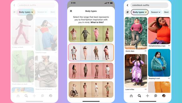 Pinterest está utilizando IA para mostrar mayor variedad de tipos de cuerpos en los resultados de moda femenina.