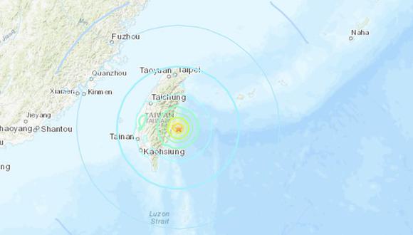 Terremoto en Taiwán de magnitud 6,7. (USGS).