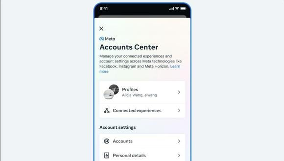 Meta introduce 'Centro de cuentas' que integra la configuración de Instagram, Facebook y Messenger.