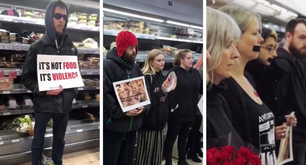 Activistas veganos nuevamente se ponen en pie de guerra contra los amantes de la carne. (Foto: DxE Brighton en Facebook)