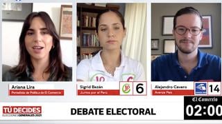 Elecciones 2021: Sigrid Bazán (Juntos por el Perú) y Alejandro Cavero (Avanza País) debatieron hoy en El Comercio