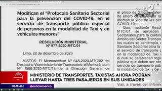 MTC: taxistas podrán llevar hasta tres pasajeros