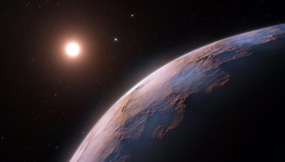 En esta representación artística vemos de cerca a Próxima D, un candidato a planeta recientemente encontrado orbitando la estrella enana roja Próxima Centauri, la más cercana al sol. (ESO)