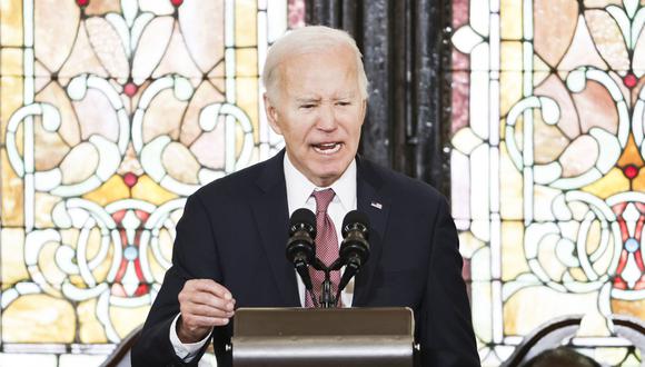 El presidente estadounidense, Joe Biden, habla durante un evento de campaña en la Iglesia Madre Emanuel AME en Charleston, Carolina del Sur, EE.UU., el 8 de enero de 2024. (Foto de EFE/EPA/ERIK S. LESSER)