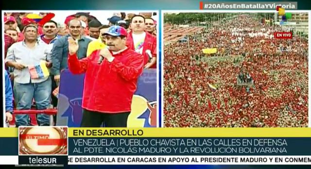 EN VIVO | Nicolás Maduro reapareció en plaza pública para celebrar 20 años de chavismo. (Captura)