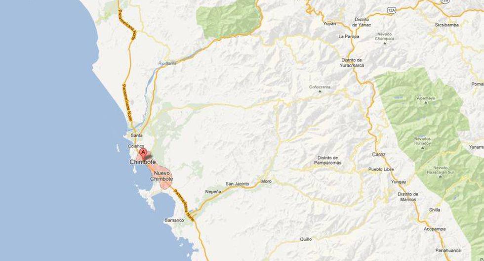 El sismo tuvo una  intensidad de IV-III Chimbote y II en Trujillo (La Libertad). (Imagen: Google Maps)