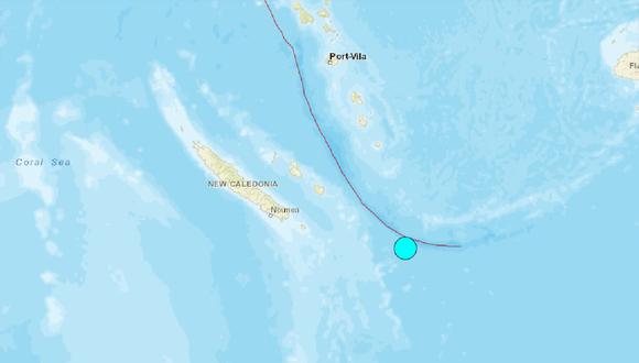 Un terremoto de magnitud 7,7 se registró al este de Nueva Caledonia, provocando una alerta de tsunami en el país de Oceanía, el 19 de mayo de 2023. (Captura de USGS)