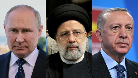 Los presidentes de Irán, Rusia y Turquía se reúnen este martes en Teherán. Foto: GABRIEL BOUYS, MIKHAIL METZEL / AFP / IRANIAN PRESIDENCY / SPUTNIK