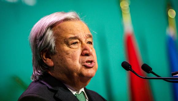 El secretario general de las Naciones Unidas, Antonio Guterres, durante la ceremonia de apertura de la Conferencia de las Naciones Unidas sobre Biodiversidad (COP15) en el Salón Plenario del Palais des congrès de Montréal en Montreal, Quebec, Canadá. (Foto: Johan ORDÓNEZ)