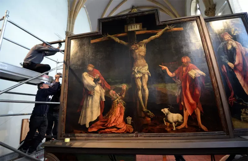 In this 16th-century painting by Matthias Grunewald, Jesus is crucified.  (GettyImages).