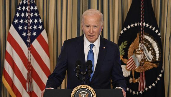 El presidente estadounidense Joe Biden habla en el Comedor Estatal de la Casa Blanca en Washington, DC, el 28 de febrero de 2024. (Foto de Jim WATSON / AFP)