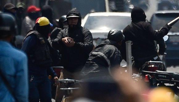 Colectivos chavistas, la siniestra defensa final del régimen de Nicolás Maduro en Venezuela. Foto: AFP