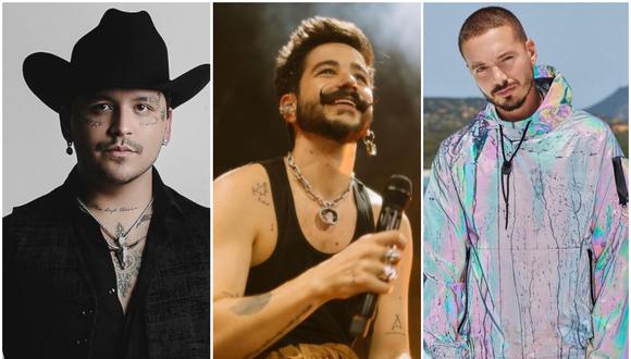 Christian Nodal, Camilo y J Balvin son los artistas con más nominaciones en Premios Lo Nuestro 2022. (Foto: composición con imágenes de Instagram)