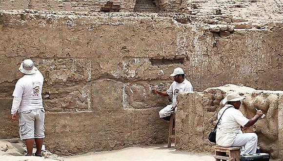 En los muros se hallaron representaciones de creencias m&iacute;sticas de la cultura Moche. (Foto: Johnny Aurazo)