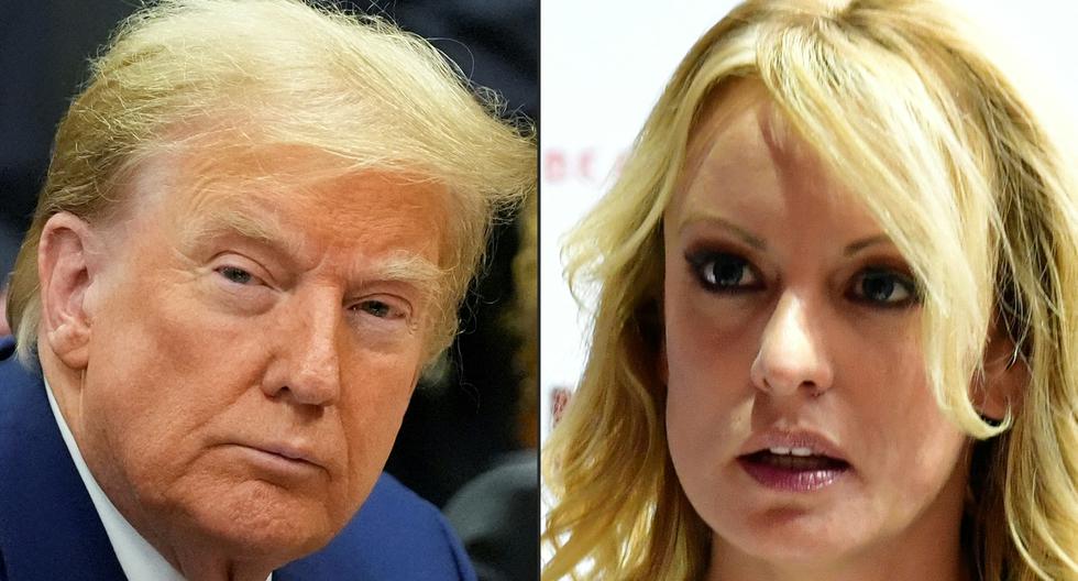 El ex presidente de Estados Unidos Donald Trump y la actriz porno Stormy Daniels. (Mary Altaffer y Tobias SCHWARZ / AFP).