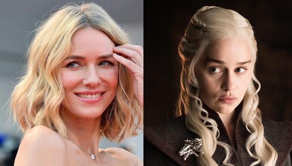 A la izquierda Naomi Watts, protagonista de la precuela de "Game of Thrones". A la derecha, Emilia Clarke, caracterizada como Daenerys Targaryen en la séptima temporada. Fotos: Agencias/ HBO.