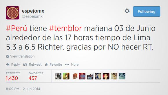 La cuenta de Twitter que "anunció" el sismo en Lima