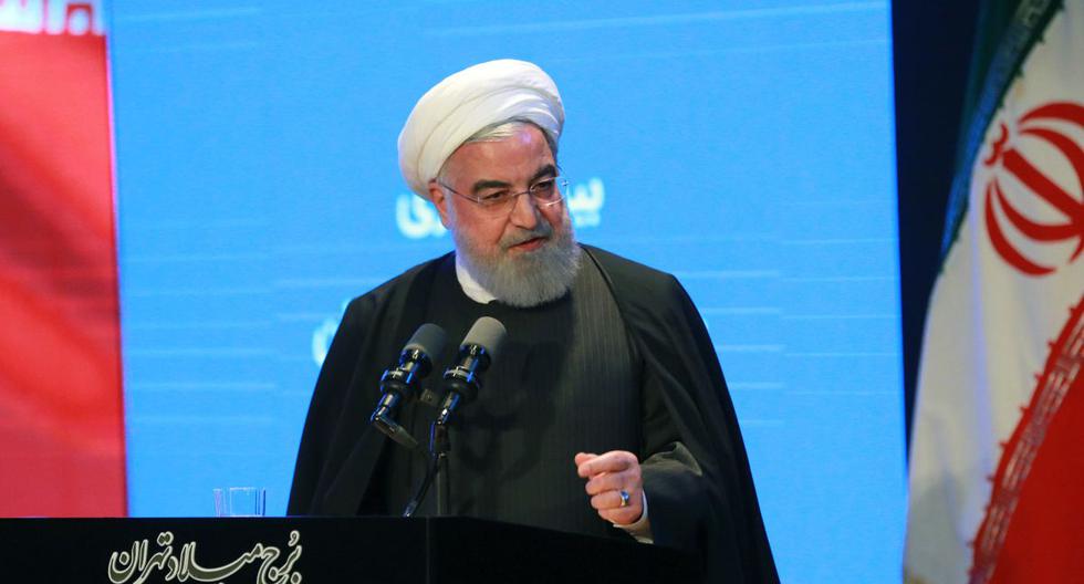 Una imagen del presidente iraní Hasan Rouhani durante una conferencia en Teherán. (AFP)