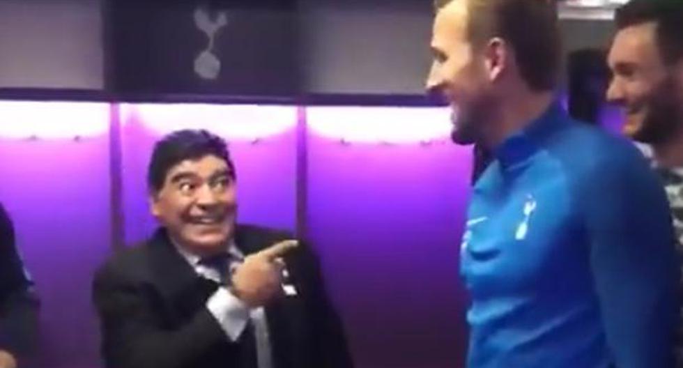 Diego Maradona fue uno de los protagonistas de la ceremonia del The Best FIFA, donde tuvo un peculiar encuentro con Harry Kane, delantero del Tottenham Hotspur. (Foto: Captura - Spurs TV)