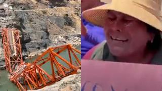 Ayacucho: personas lloran y reclaman solución tras desplome de puente Kutinachaka