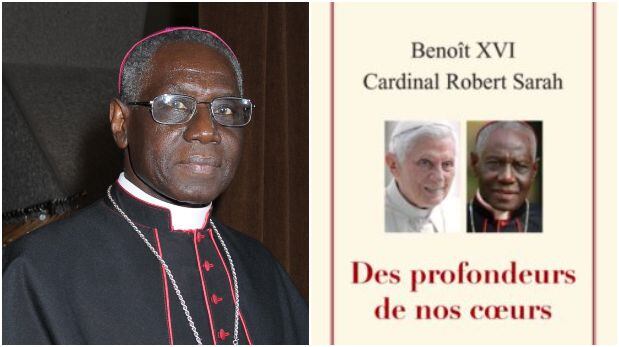 Portada de "Des Profondeurs de nos cœurs” (Desde lo profundo de nuestros corazones), el libro que este miércoles será presentado en Francia, donde Robert Sarah y Benedicto XVI comparten la autoría y que abarca el celibato sacerdotal. (AFP)