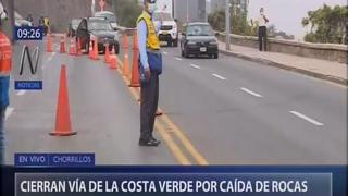 Chorrillos: cierran vía norte-sur de bajada Grau en la Costa Verde por caída de rocas y piedras | VIDEO