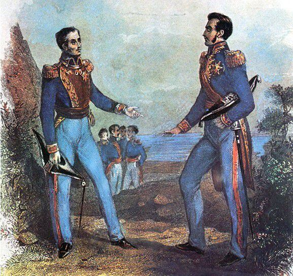 San Martín y Bolivar se reunieron en Guayaquil el 26 de julio de 1822.